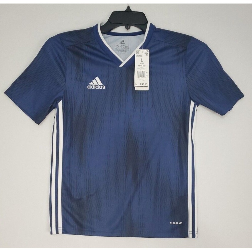Adidas Tiro 19 Soccer Jersey Aeroready Dk Blue/White DP3180 Boys Sz LG NEW!